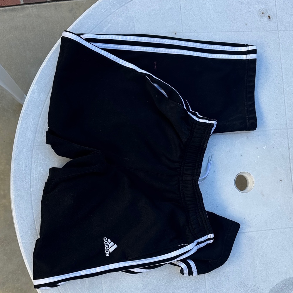 Adidas Kids Black Joggers with White Stripes - Picture 2 of 4